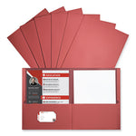 Two-Pocket Portfolio, Embossed Leather Grain Paper, 11 x 8.5, Red, 25/Box