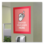 Self Adhesive Sign Holders, 11 x 17 Insert, Clear with Red Border, 2/Pack