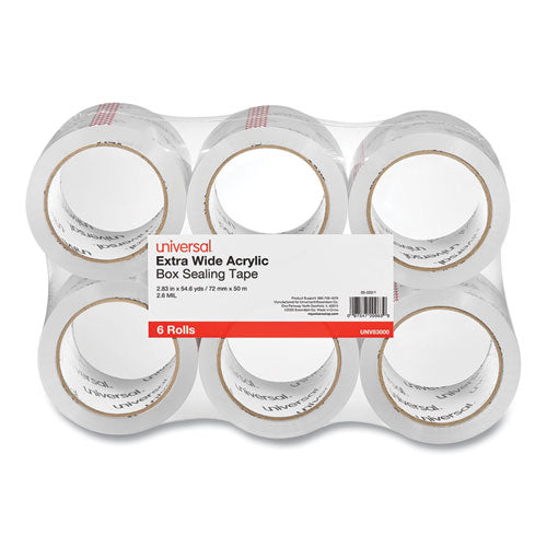 Extra-Wide Moving and Storage Packing Tape, 3" Core, 2.83" x 54.7 yd, Clear, 6/Pack