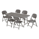 Rough n Ready Commercial Folding Chair, Supports Up to 350 lb, 18" Seat Height, Charcoal Seat/Back, Charcoal Base, 4/Pack