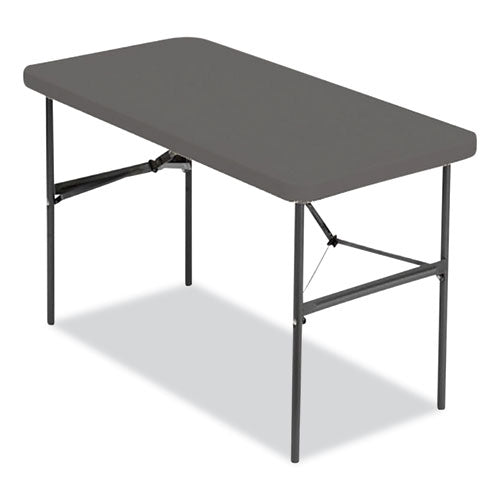 IndestrucTable Commercial Folding Table, Rectangular, 48" x 24" x 29", Charcoal Top, Charcoal Base/Legs