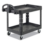 Heavy-Duty Utility Cart with Lipped Shelves, Plastic, 2 Shelves, 750 lb Capacity, 26" x 55" x 33.25", Black