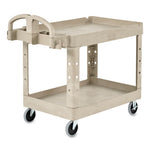 Heavy-Duty Utility Cart with Lipped Shelves, Plastic, 2 Shelves, 500 lb Capacity, 17.13" x 38.5" x 38.88", Beige