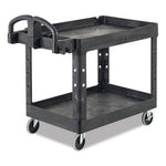 Heavy-Duty Utility Cart with Lipped Shelves, Plastic, 2 Shelves, 500 lb Capacity, 17.13" x 38.5" x 38.88", Black