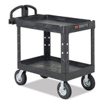 Heavy-Duty Utility Cart with Lipped Shelves, Plastic, 2 Shelves, 500 lb Capacity, 17.13" x 38.5" x 38.88", Black