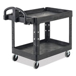 Heavy-Duty Utility Cart with Lipped Shelves, Plastic, 2 Shelves, 500 lb Capacity, 25.9" x 45.2" x 32.2", Black