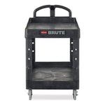 Heavy-Duty Utility Cart with Lipped Shelves, Plastic, 2 Shelves, 500 lb Capacity, 25.9" x 45.2" x 32.2", Black