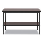 OfficeWorks One-Shelf Utility Table, Rectangular, 47.25" x 17.7" x 29.5", Walnut Top, Black Base/Legs