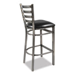 White Horse Series Barstools, Supports Up to 300 lb, 29.5" Seat Height, Black Seat, Industrial Clear-Coat Steel Back/Frame