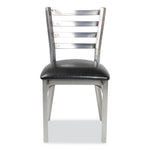 White Horse Series Side Chairs, Supports Up to 300 lb, 18" Seat Height, Black Seat, Industrial Clear-Coat Steel Back/Frame