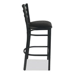 White Horse Series Barstools, Supports Up to 300 lb, 29.5" Seat Height, Black Seat/Back, Black Frame