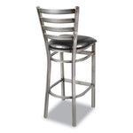 White Horse Series Barstools, Supports Up to 300 lb, 29.5" Seat Height, Black Seat, Industrial Clear-Coat Steel Back/Frame