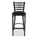 White Horse Series Barstools, Supports Up to 300 lb, 29.5" Seat Height, Black Seat/Back, Black Frame