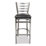 White Horse Series Barstools, Supports Up to 300 lb, 29.5" Seat Height, Black Seat, Industrial Clear-Coat Steel Back/Frame