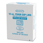 Lids for Foam Cups and Containers, Fits 12 oz Cups, Translucent, 1,000/Carton