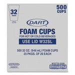 Foam Drink Cups, 32 oz, White, 25/Bag, 20 Bags/Carton