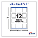 Laser/Inkjet Media Labels, Inkjet/Laser Printers, 2 x 2, White, 12 Labels/Sheet, 10 Sheets/Pack