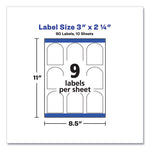 Textured Arched Print-to-the-Edge Labels, Laser Printers, 3 x 2.25, White, 9/Sheet, 10 Sheets/Pack