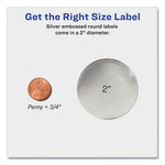 Round Labels, Inkjet Printers, 2" dia, Silver, 12/Sheet, 8 Sheets/Pack