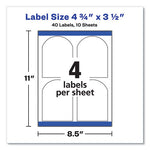 Textured Arched Print-to-the-Edge Labels, Laser Printers, 4.75 x 3.5, White, 4/Sheet, 10 Sheets/Pack