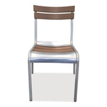 Elcano Series Side Chair, Outdoor-Seating, Supports Up to 300 lb, 20" Seat Height, Brown/Silver Seat, Brown Back, Silver Base