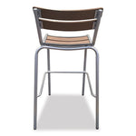 Elcano Series Barstool, Outdoor-Seating, Supports Up to 300 lb, 29" Seat Height, Brown/Silver Seat, Brown Back, Silver Base