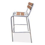 Elcano Series Barstool, Outdoor-Seating, Supports Up to 300 lb, 29" Seat Height, Brown/Silver Seat, Brown Back, Silver Base