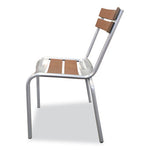 Elcano Series Side Chair, Outdoor-Seating, Supports Up to 300 lb, 20" Seat Height, Brown/Silver Seat, Brown Back, Silver Base