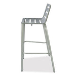 Zarco Series Barstool, Outdoor-Seating, Supports Up to 300 lb, 27" Seat Height, Silver Seat, Silver Back, Silver Base