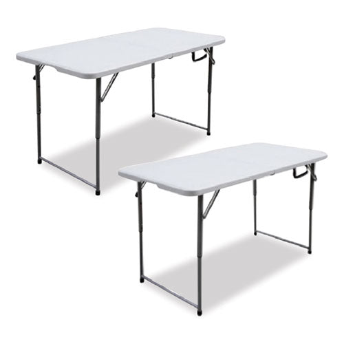 Bifold Resin Folding Table, Rectangular, 48" x 23.6" x 29.1", White Granite Top, Gray Base/Legs, 2/Pack