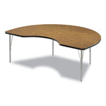 Adjustable Activity Table, Kidney Shape, 72" x 48" x 19" to 29", Medium Oak Top, Gray Legs, 4/Pallet