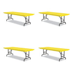 Adjustable Folding Tables, Rectangular, 72" x 30" x 22" to 32", Yellow Top, Black Legs, 4/Pallet