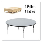 Height Adjustable Activity Table, Round, 60" x 19" to 29", Gray Granite Top, Black Legs, 4/Pallet