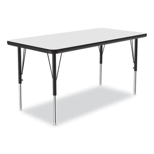 Markerboard Activity Tables, Rectangular, 48" x 24" x 19" to 29", White Top, Black Legs, 4/Pallet