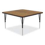 Adjustable Activity Tables, Square, 48" x 48" x 19" to 29", Medium Oak Top, Black Legs, 4/Pallet