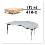 Adjustable Activity Tables, Kidney Shaped, 72" x 48" x 19" to 29", Gray Top, Black Legs, 4/Pallet