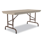 Adjustable Folding Table, Rectangular, 48" x 24" x 22" to 32", Mocha Top, Brown Legs, /Pallet