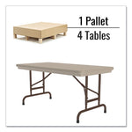 Adjustable Folding Table, Rectangular, 48" x 24" x 22" to 32", Mocha Top, Brown Legs, /Pallet