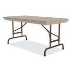 Adjustable Folding Table, Rectangular, 48" x 24" x 22" to 32", Mocha Top, Brown Legs, /Pallet