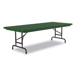 Adjustable Folding Tables, Rectangular, 72" x 30" x 22" to 32", Green Top, Black Base, 4/Pallet