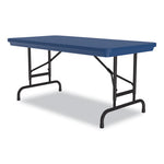 Adjustable Folding Table, Rectangular, 48" x 24" x 22" to 32", Blue Top, Black Legs, 4/Pallet