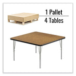 Adjustable Activity Tables, Square, 48" x 48" x 19" to 29", Medium Oak Top, Silver Legs, 4/Pallet