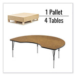 Adjustable Activity Tables, Kidney Shape, 72" x 48" x 19" to 29", Oak Top, Black Legs, 4/Pallet