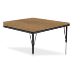 Adjustable Activity Tables, Square, 48" x 48" x 19" to 29", Medium Oak Top, Black Legs, 4/Pallet