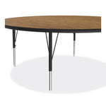 Height Adjustable Activity Tables, Round, 60" x 19" to 29", Medium Oak Top, Black Legs, 4/Pallet