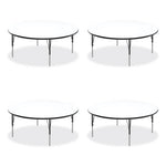 Markerboard Activity Tables, Round, 60" x 19" to 29", White Top, Black/Silver Legs, 4/Pallet