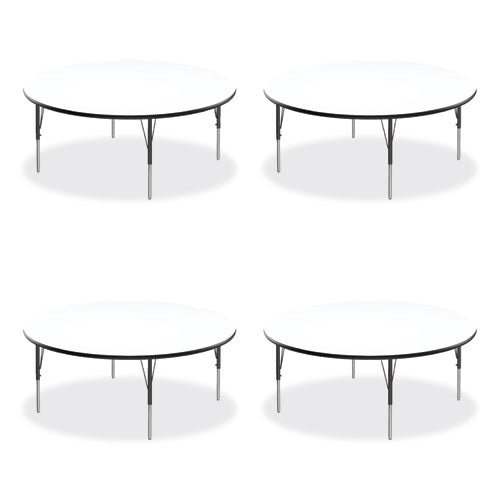 Markerboard Activity Tables, Round, 60" x 19" to 29", White Top, Black/Silver Legs, 4/Pallet