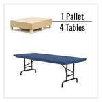 Adjustable Folding Tables, Rectangular, 72" x 30" x 22" to 32", Blue Top, Black Legs, 4/Pallet