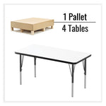 Markerboard Activity Tables, Rectangular, 48" x 24" x 19" to 29", White Top, Black Legs, 4/Pallet