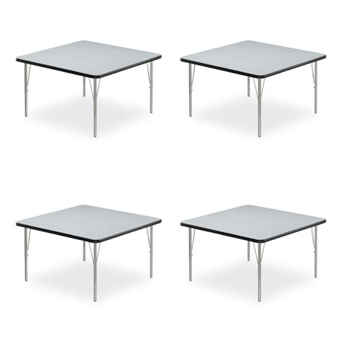 Adjustable Activity Tables, Square, 48" x 48" x 19" to 29", Gray Top, Silver Legs, 4/Pallet